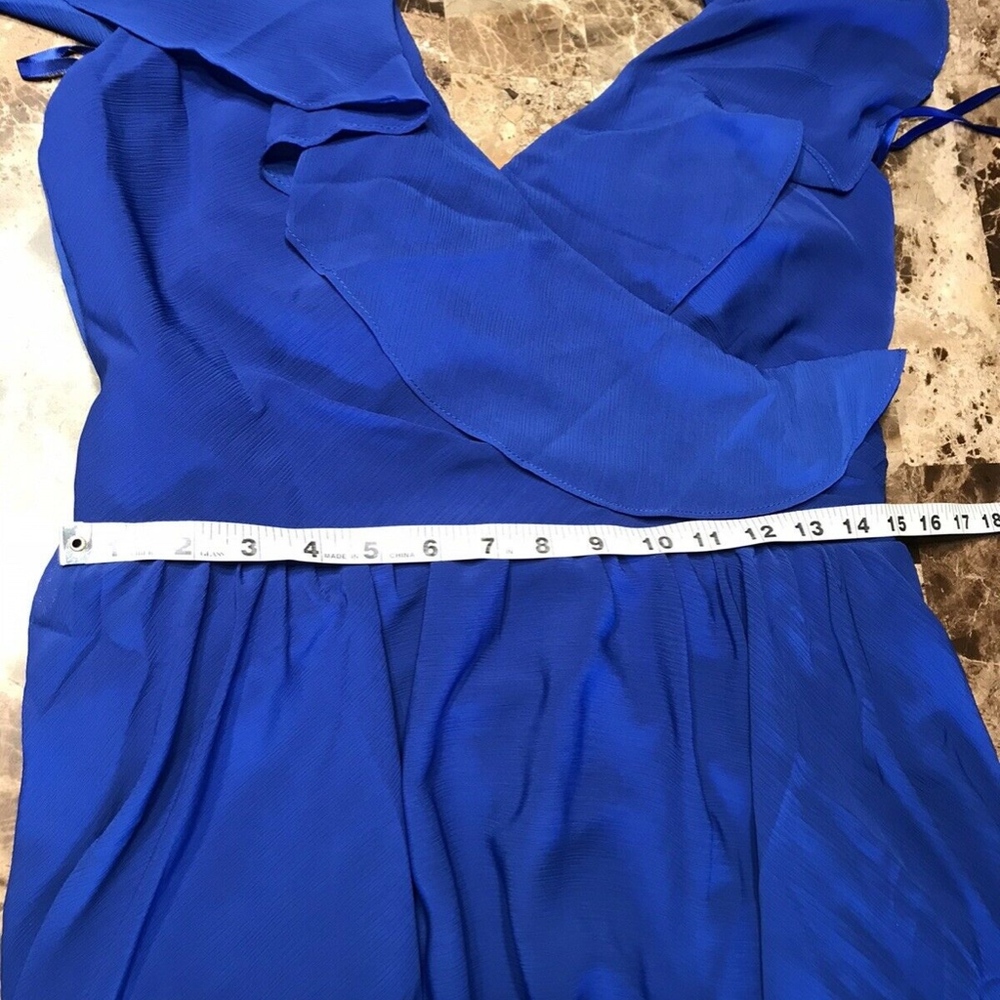 NEW $395 Carmen Marc Valvo Ruffle Back Tie Gown Size 10 - Picture 6 of 8